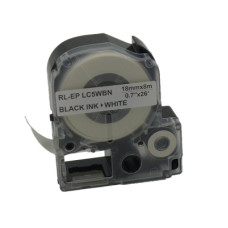 Стрічка для принтера етикеток UKRMARK RL-E-C5WBN-BK/WT, аналог LC5WBN. 18 мм х 8 м (900265)