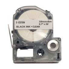 Стрічка для принтера етикеток UKRMARK E-5TBN, 18мм х 8м, black on transparent, совместимая с LC5TBN (900526)
