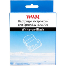 Стрічка для принтера етикеток WWM для Epson LW-400/700 18mm х 8m White-on-Black (WWM-SD18K)
