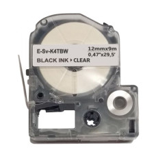 Стрічка для принтера етикеток UKRMARK E-Sv-LK4TBW, 12мм х 9м, black on transparent, сумісна з LK-4TBW (900493)