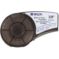Стрічка для принтера етикеток Brady поліестер, 9.53mm/6.4m. білий на прозорому (M21-375-430-WT-CL)