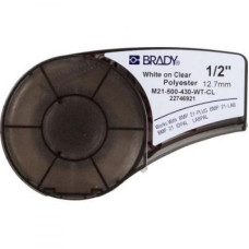 Стрічка для принтера етикеток Brady поліестер, 12.7mm/6.4m. білий на прозорому (M21-500-430-WT-CL)